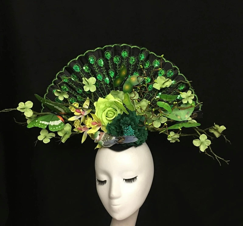 Sunset Splendor Floral Fan Headdress